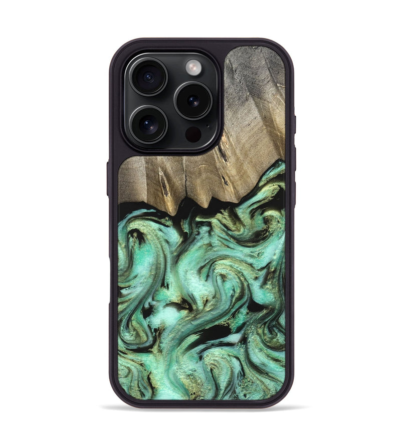 iPhone 16 Pro Wood Phone Case - Anya (Green, 827939)