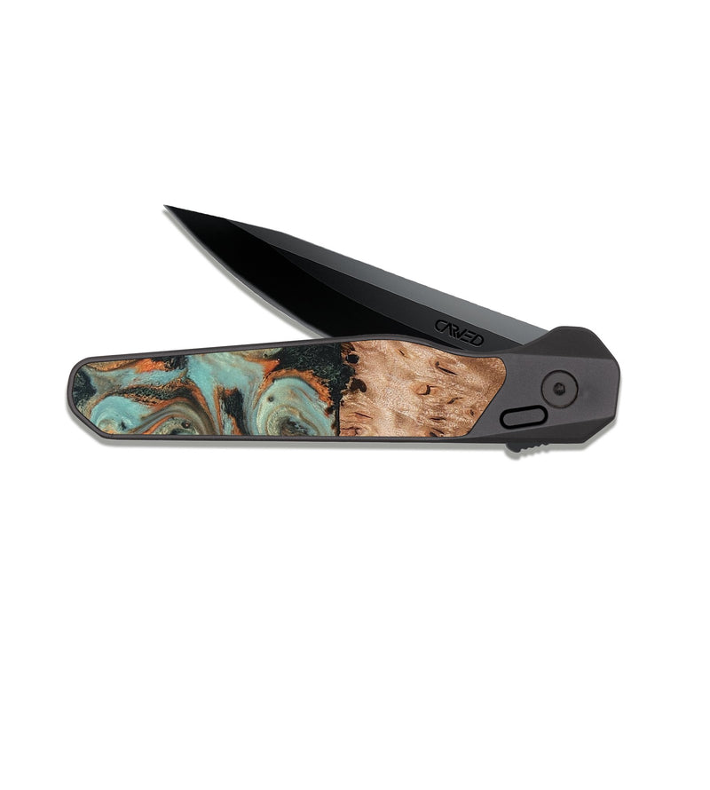 EDC Dark Slate Wood Pocket Knife - Deborah (Green, 827940)