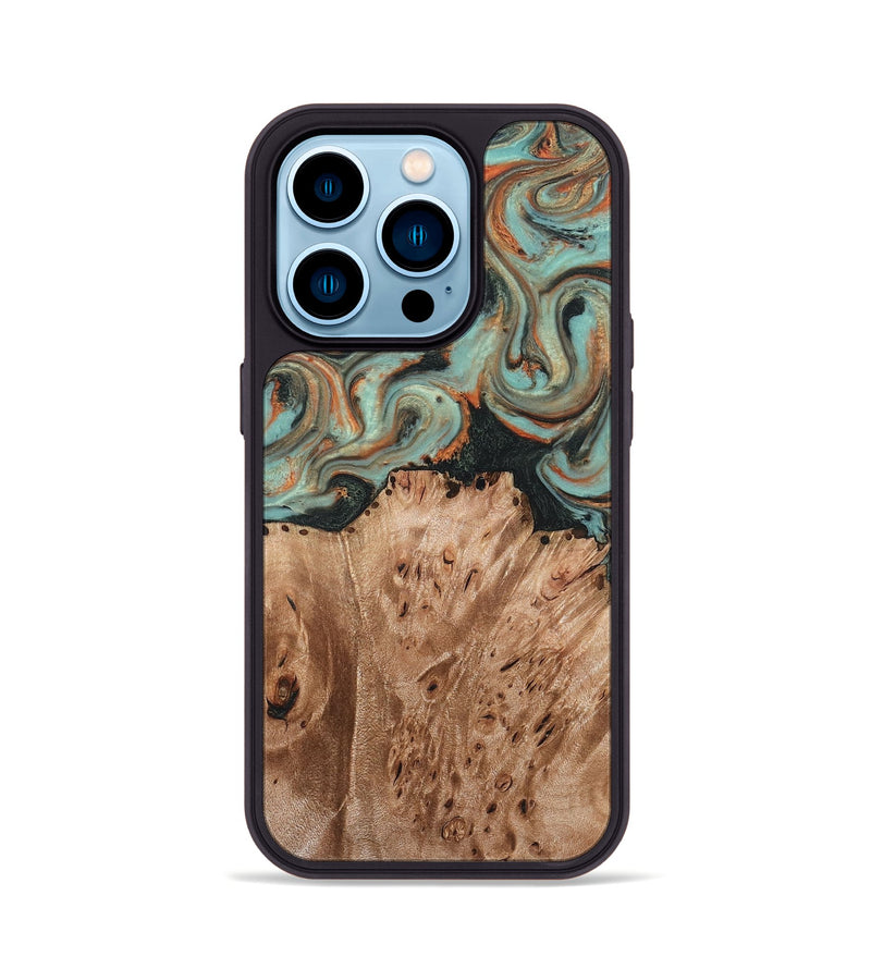iPhone 14 Pro Wood Phone Case - Deborah (Green, 827940)