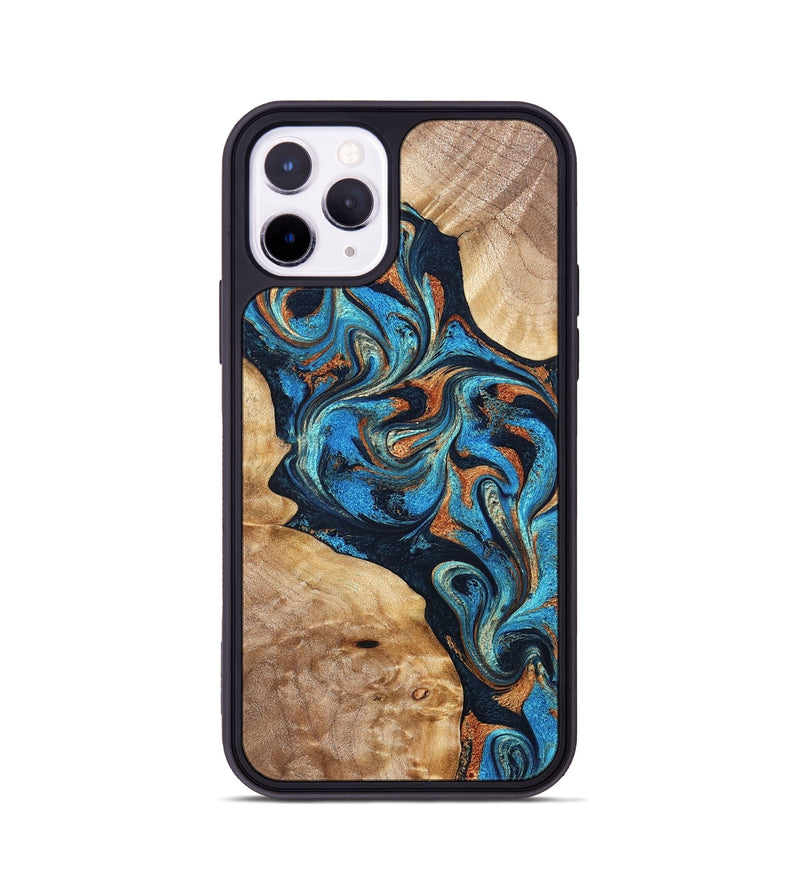 iPhone 11 Pro Wood Phone Case - Wilfred (Teal & Gold, 827942)