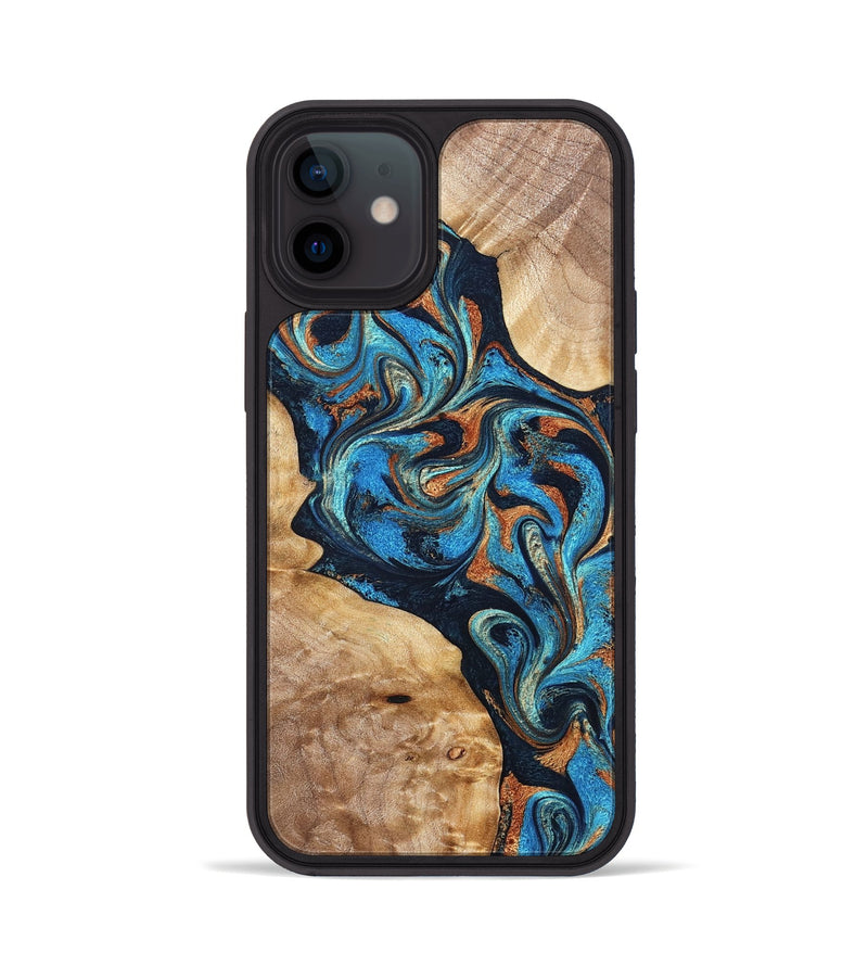 iPhone 12 Wood Phone Case - Wilfred (Teal & Gold, 827942)