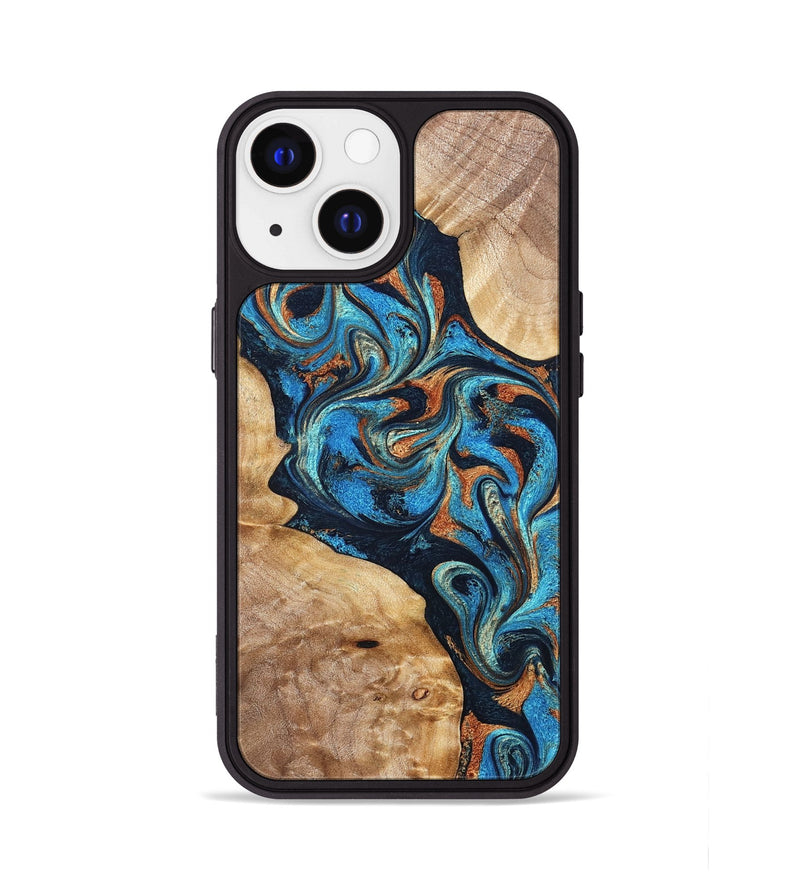 iPhone 13 Wood Phone Case - Wilfred (Teal & Gold, 827942)