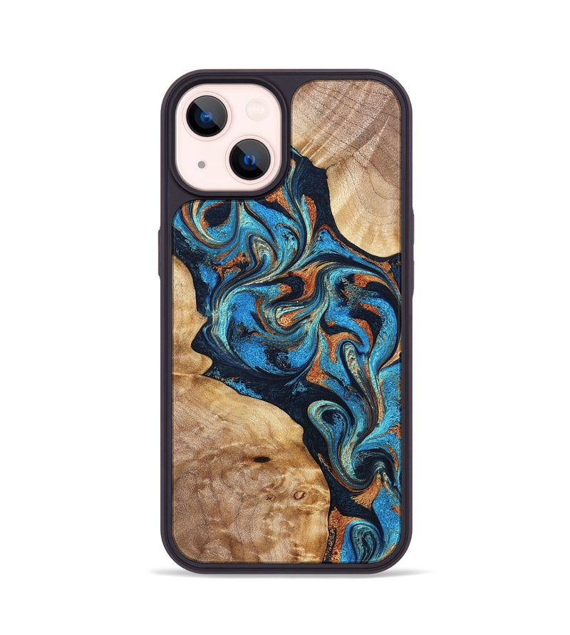iPhone 14 Wood Phone Case - Wilfred (Teal & Gold, 827942)