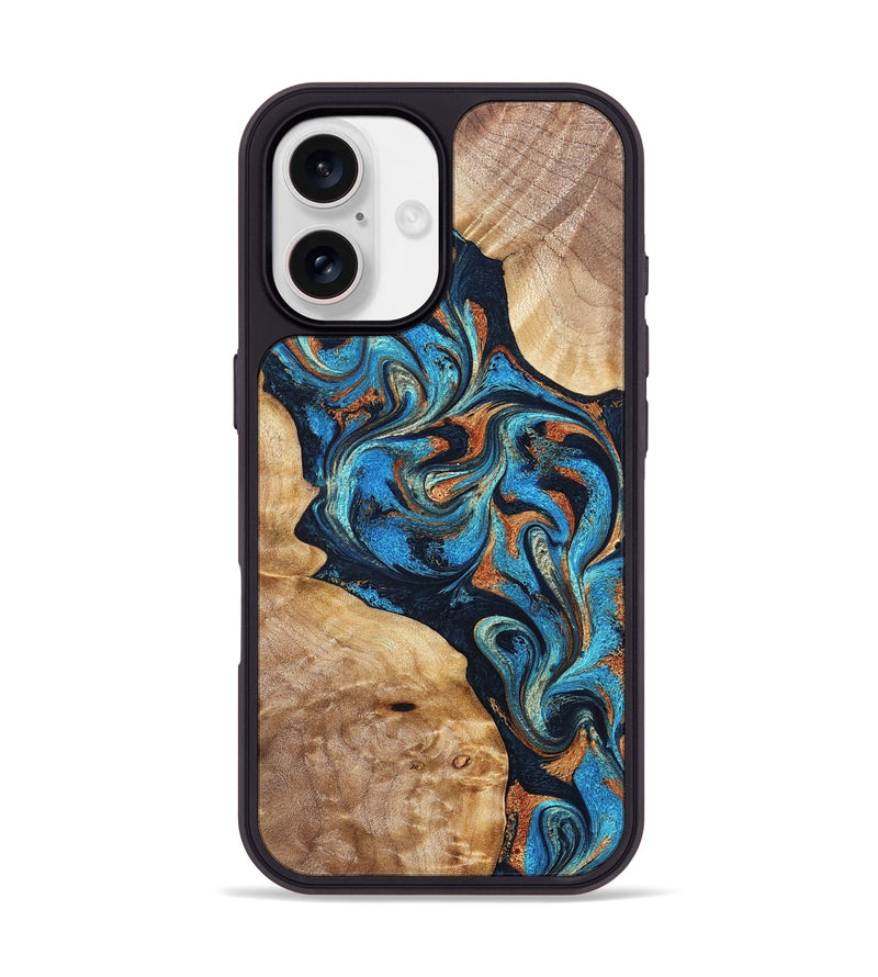 iPhone 17 Wood Phone Case - Wilfred (Teal & Gold, 827942)