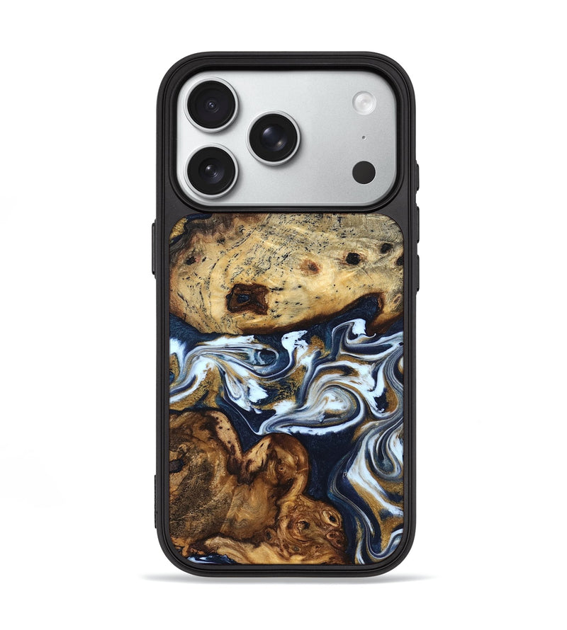 iPhone 18 Pro Wood Phone Case - Mame (Teal & Gold, 827943)