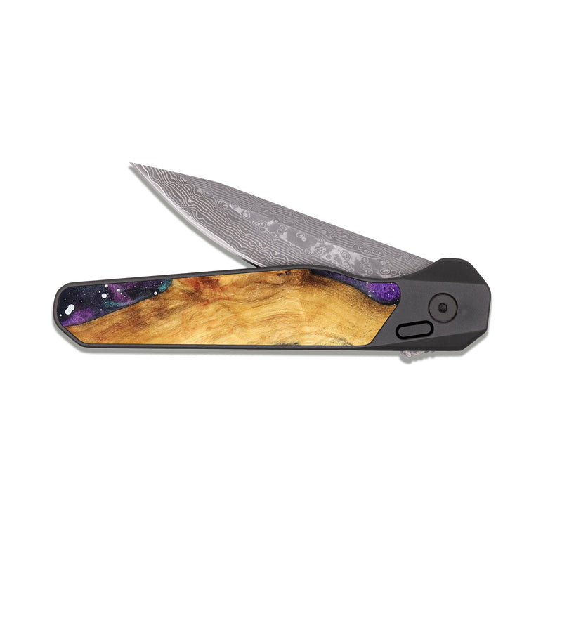 EDC Dark Damascus Wood Pocket Knife - Roman (Cosmos, 827952)