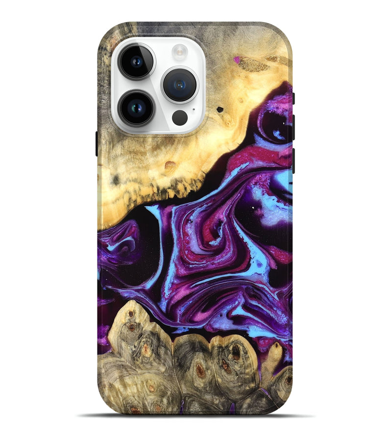 iPhone 15 Pro Max Wood Live Edge Phone Case - Sarahi (Purple, 828136)