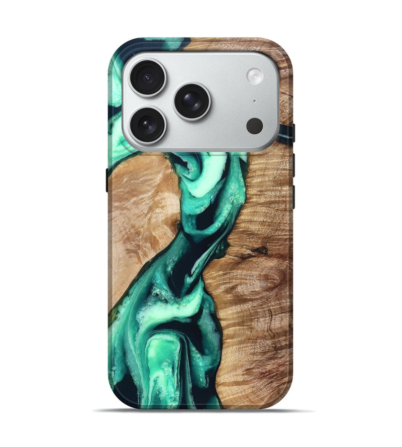 iPhone 18 Pro Wood Live Edge Phone Case - Thalia (Green, 828139)