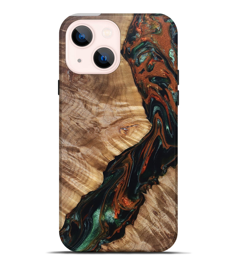 iPhone 14 Plus Wood Live Edge Phone Case - Kinslee (Green, 828141)