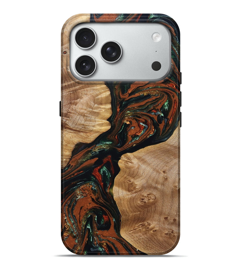 iPhone 18 Pro Max Wood Live Edge Phone Case - Audra (Green, 828144)