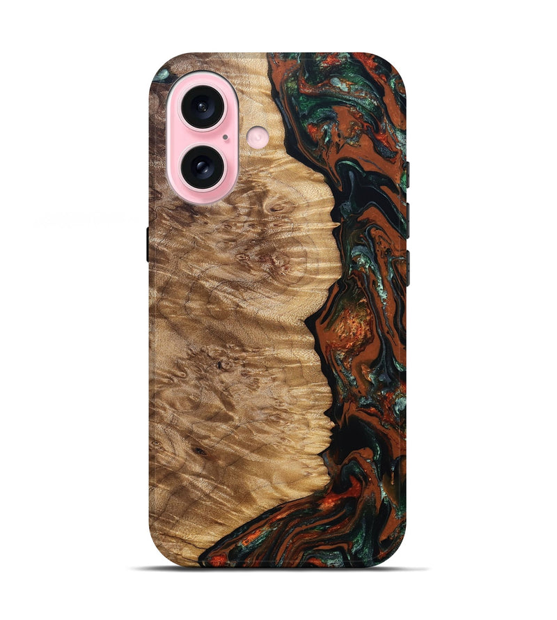 iPhone 17 Wood Live Edge Phone Case - Theo (Green, 828145)