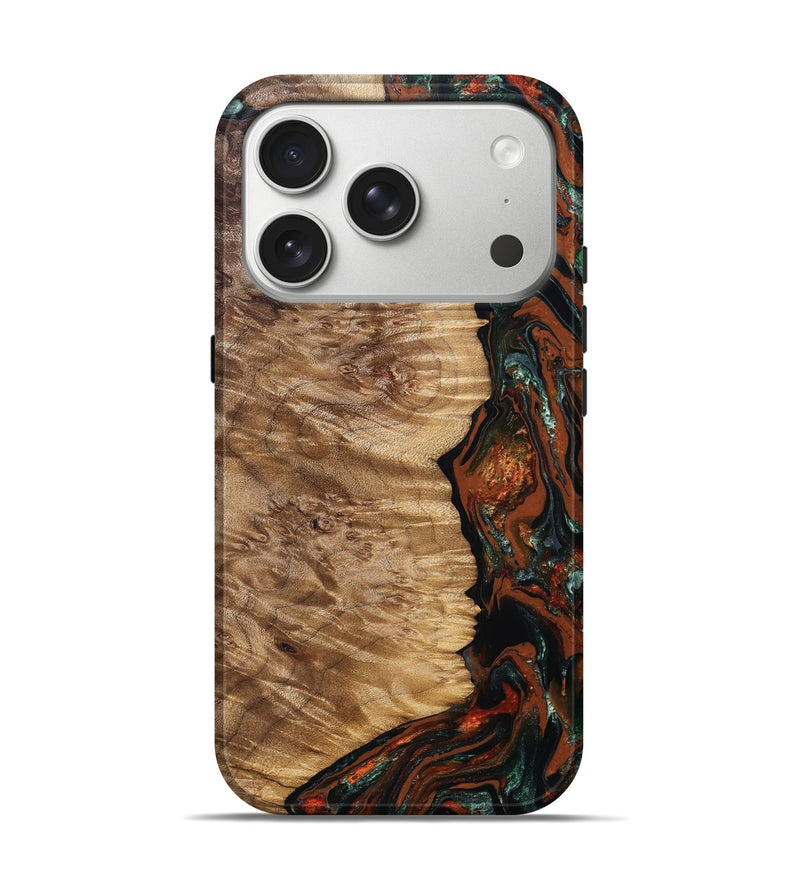 iPhone 17 Pro Wood Live Edge Phone Case - Theo (Green, 828145)