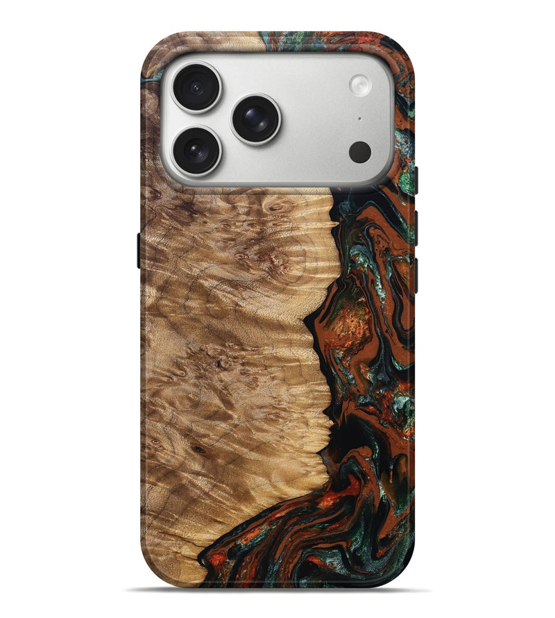 iPhone 17 Pro Max Wood Live Edge Phone Case - Theo (Green, 828145)