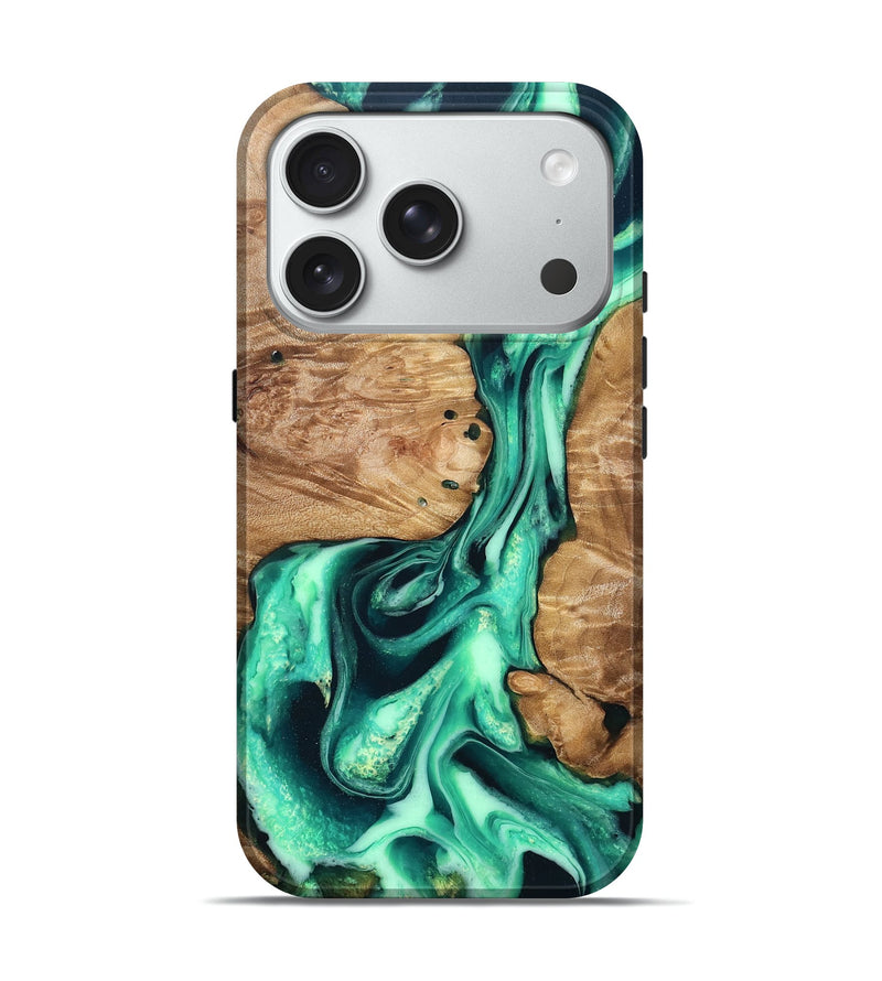 iPhone 18 Pro Wood Live Edge Phone Case - Jericho (Green, 828146)