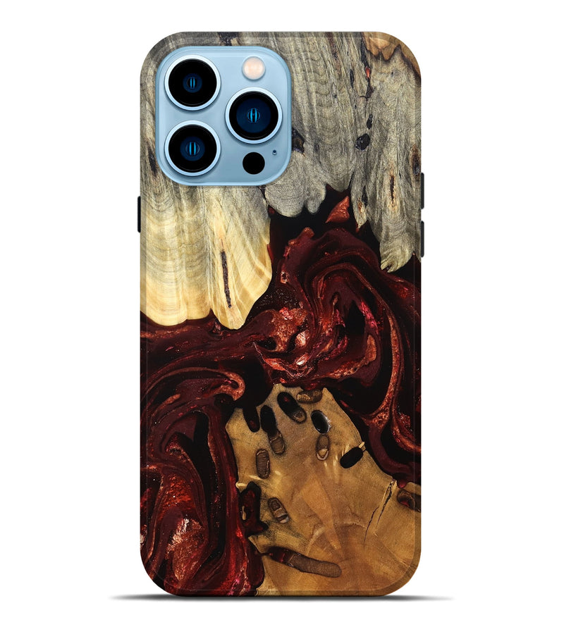iPhone 14 Pro Max Wood Live Edge Phone Case - Gertie (Red, 828149)