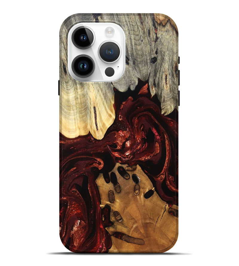iPhone 15 Pro Max Wood Live Edge Phone Case - Gertie (Red, 828149)