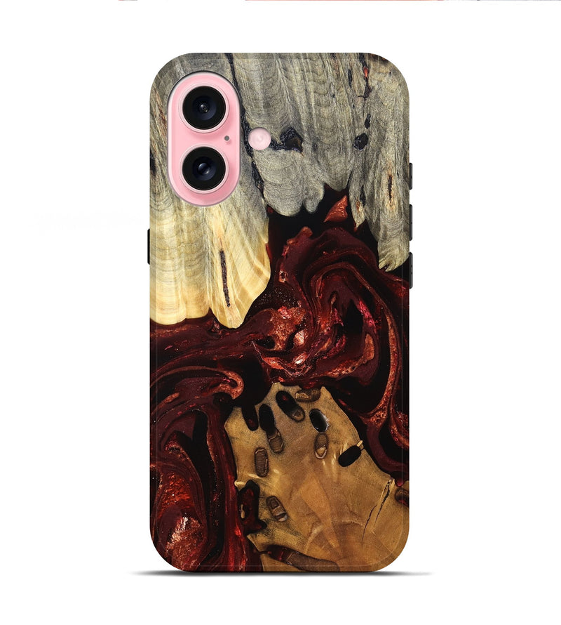 iPhone 16 Wood Live Edge Phone Case - Gertie (Red, 828149)