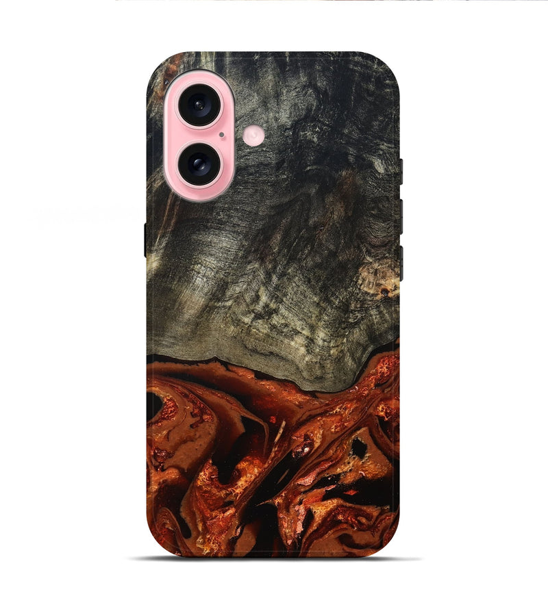 iPhone 16 Wood Live Edge Phone Case - Shelton (Red, 828163)