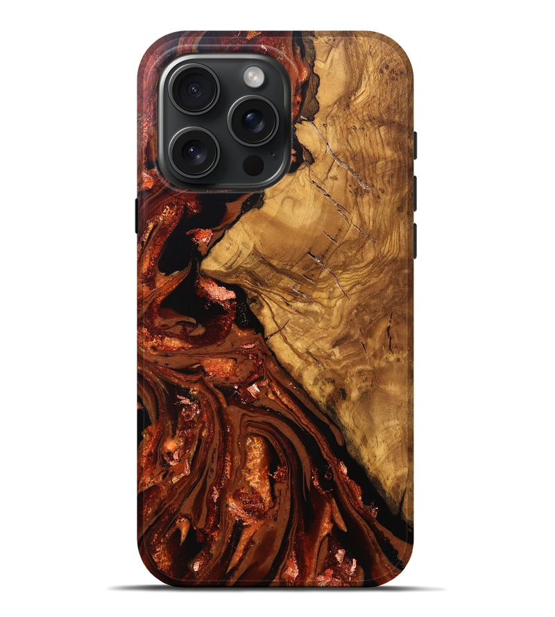 iPhone 16 Pro Max Wood Live Edge Phone Case - Zariyah (Red, 828165)