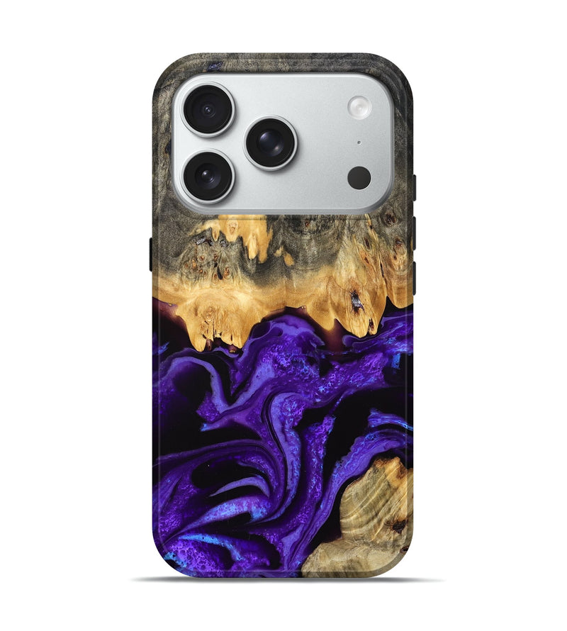 iPhone 18 Pro Wood Live Edge Phone Case - Hobert (Purple, 828166)