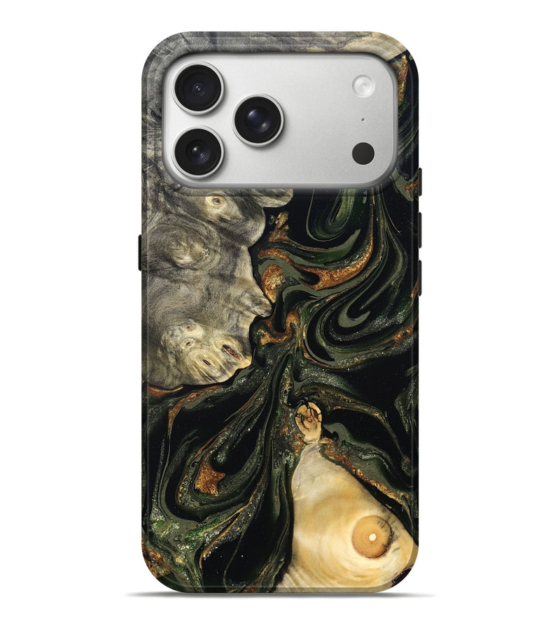 iPhone 17 Pro Max Wood Live Edge Phone Case - Eric (Green, 828171)