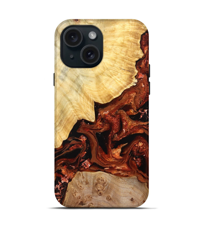 iPhone 15 Wood Live Edge Phone Case - Webster (Red, 828175)