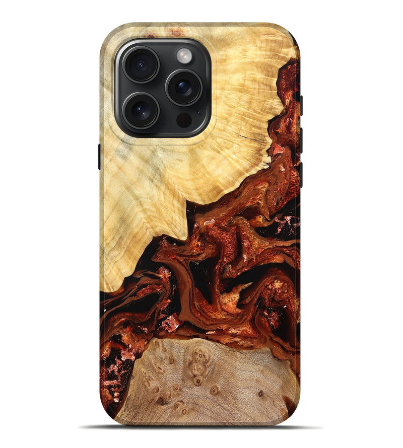 iPhone 16 Pro Max Wood Live Edge Phone Case - Webster (Red, 828175)