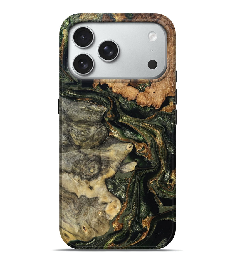 iPhone 18 Pro Max Wood Live Edge Phone Case - Aleena (Green, 828177)