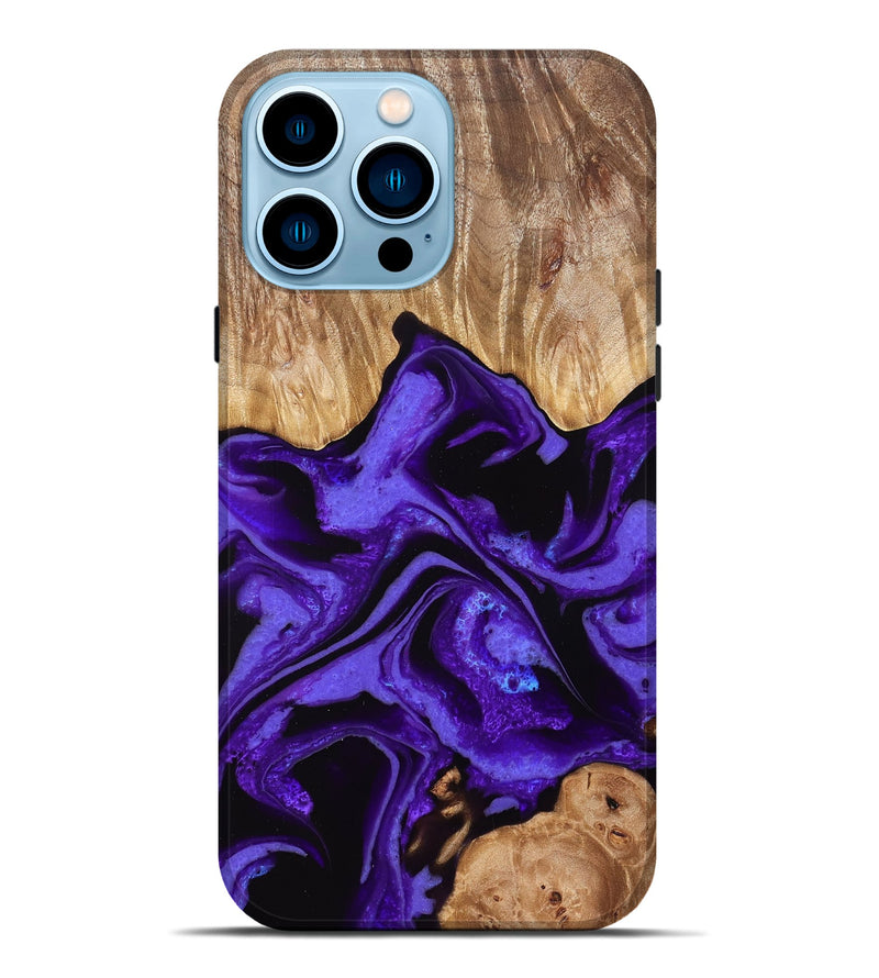 iPhone 14 Pro Max Wood Live Edge Phone Case - Albina (Purple, 828178)