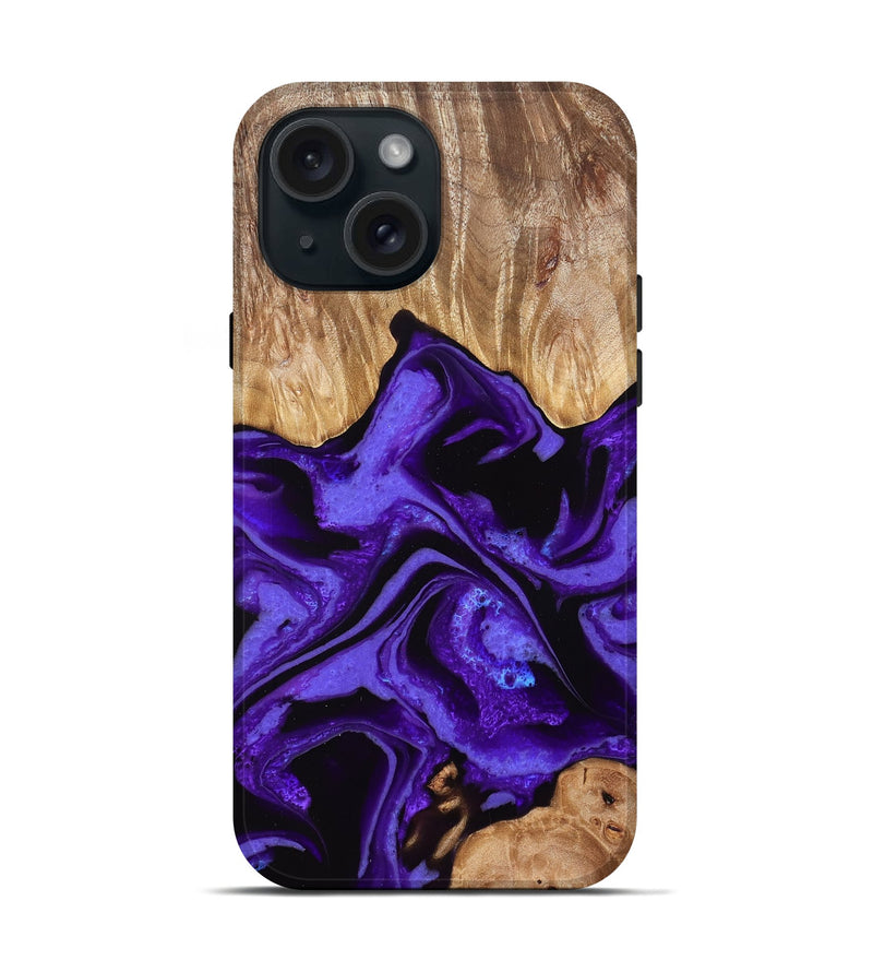 iPhone 15 Wood Live Edge Phone Case - Albina (Purple, 828178)