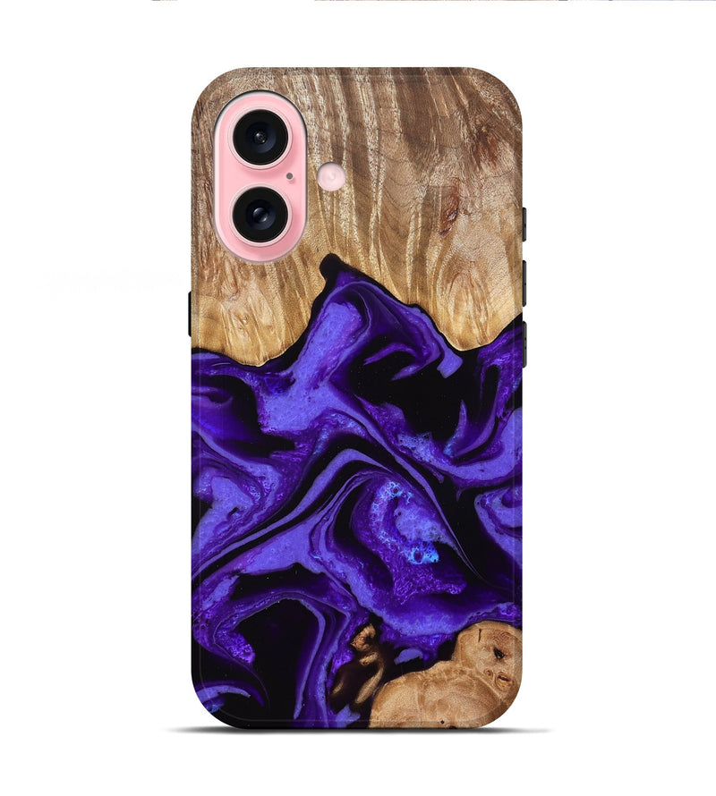 iPhone 16 Wood Live Edge Phone Case - Albina (Purple, 828178)