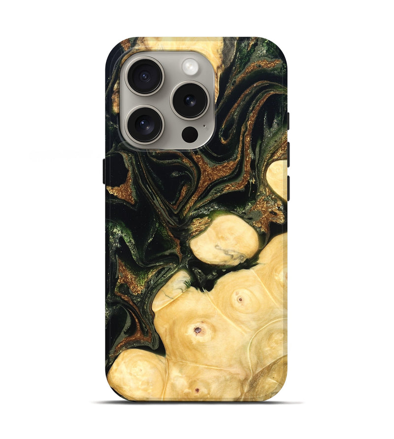 iPhone 16 Pro Wood Live Edge Phone Case - Reva (Green, 828181)