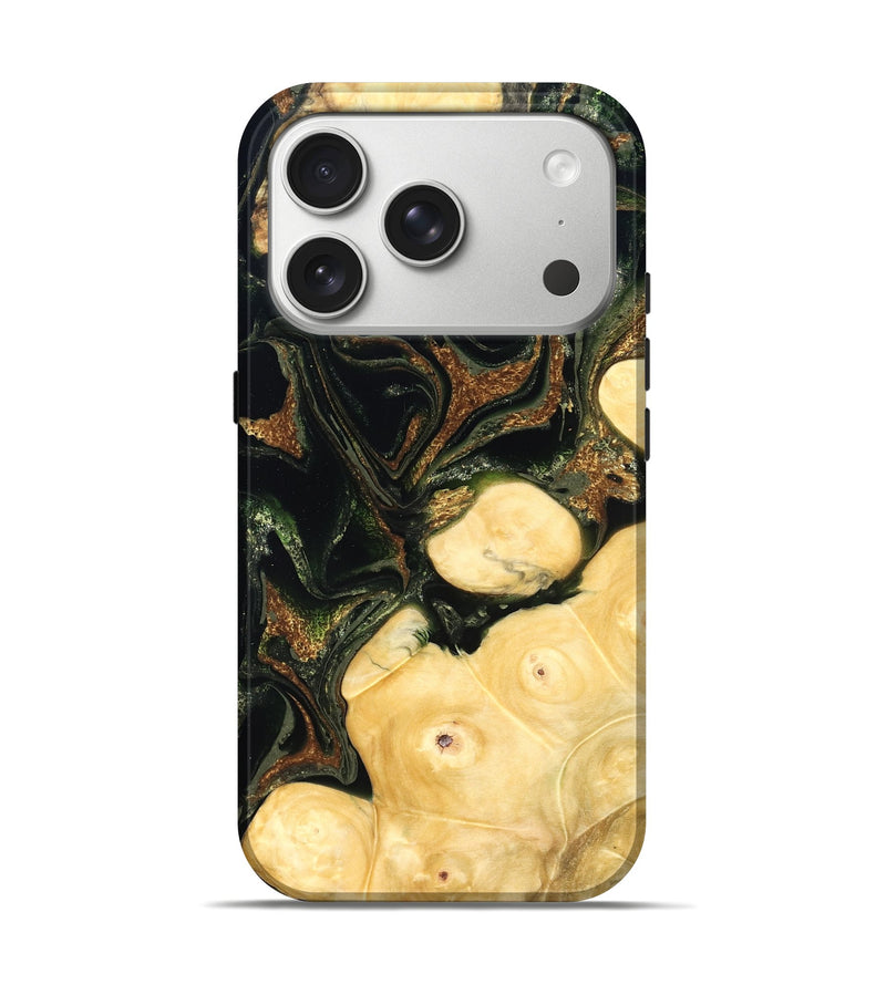 iPhone 17 Pro Wood Live Edge Phone Case - Reva (Green, 828181)