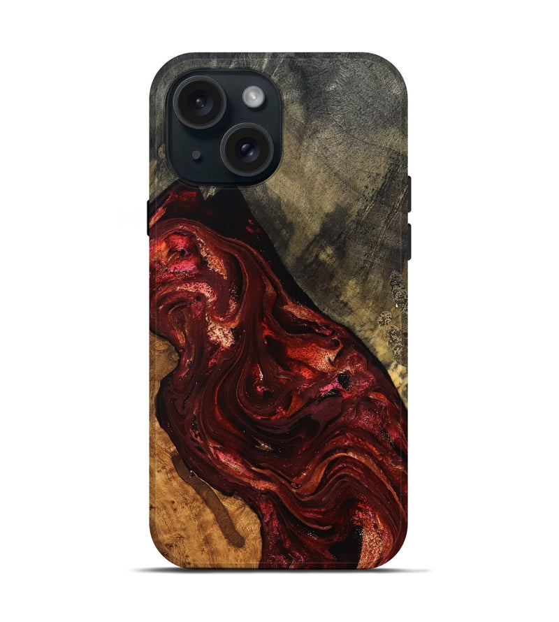 iPhone 15 Wood Live Edge Phone Case - Kade (Red, 828183)