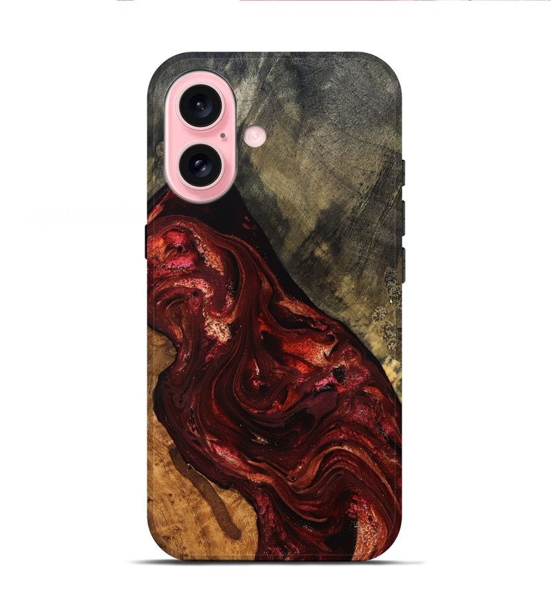 iPhone 16 Wood Live Edge Phone Case - Kade (Red, 828183)