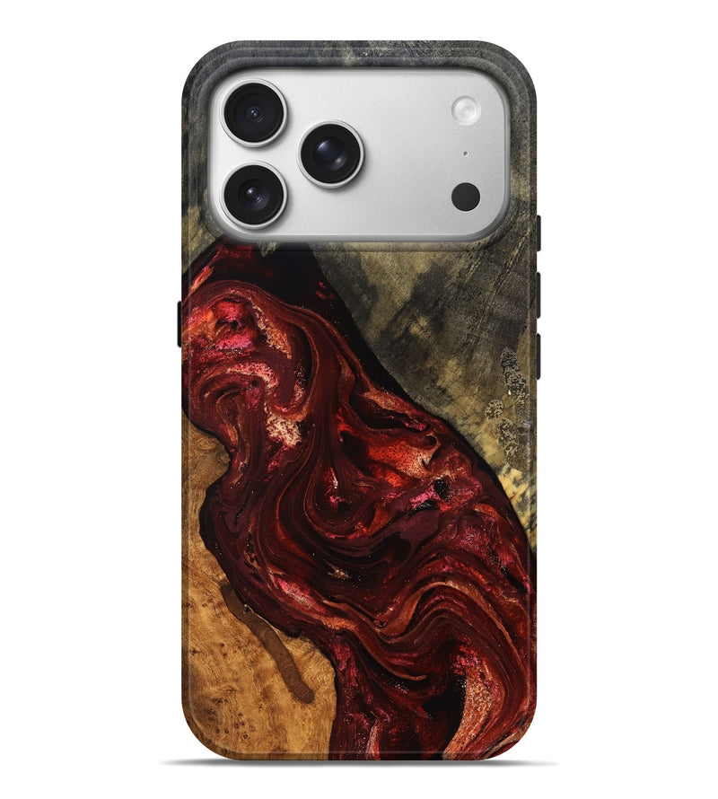 iPhone 17 Pro Max Wood Live Edge Phone Case - Kade (Red, 828183)