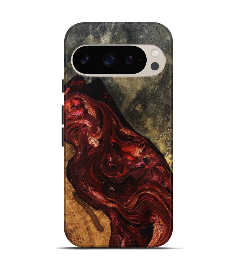 Pixel 9 Wood Live Edge Phone Case - Kade (Red, 828183)