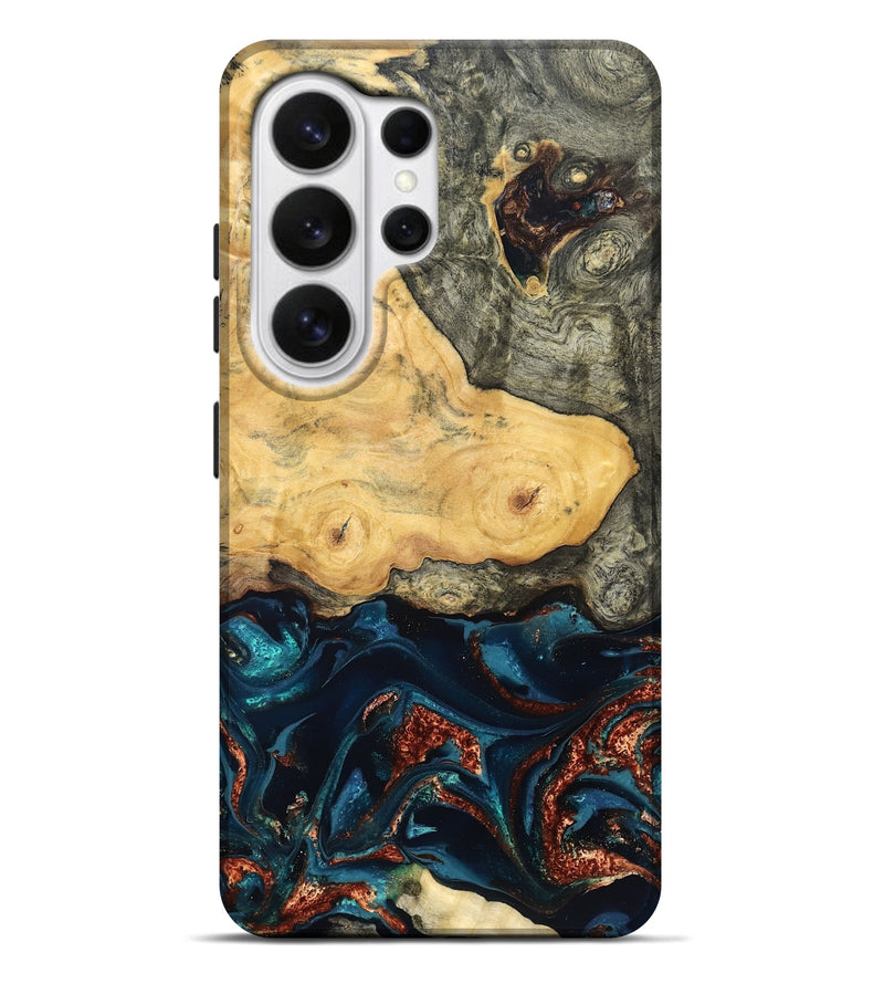 Galaxy S26 Ultra Wood Live Edge Phone Case - Zyair (Teal & Gold, 828184)