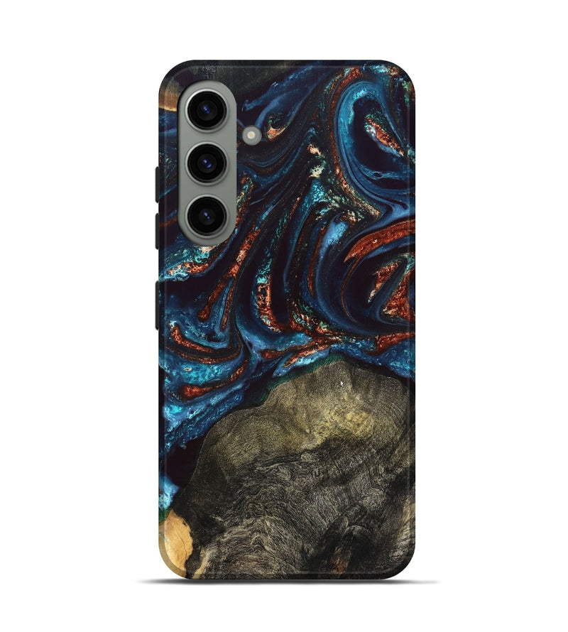 Galaxy S24 Wood Live Edge Phone Case - Delia (Teal & Gold, 828186)