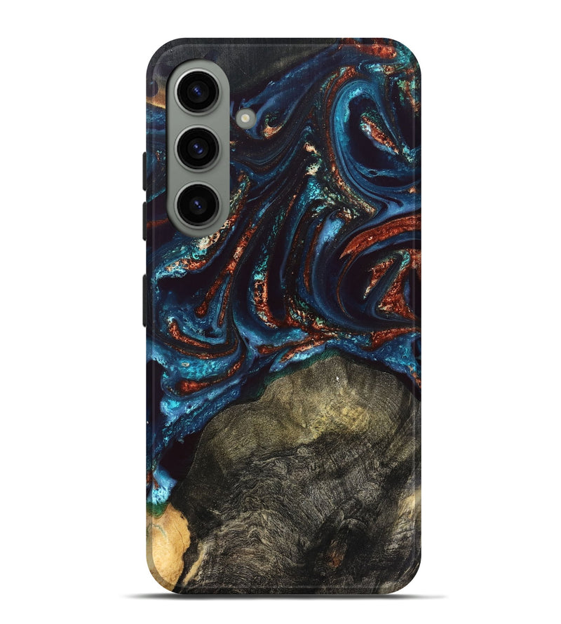 Galaxy S24 Plus Wood Live Edge Phone Case - Delia (Teal & Gold, 828186)