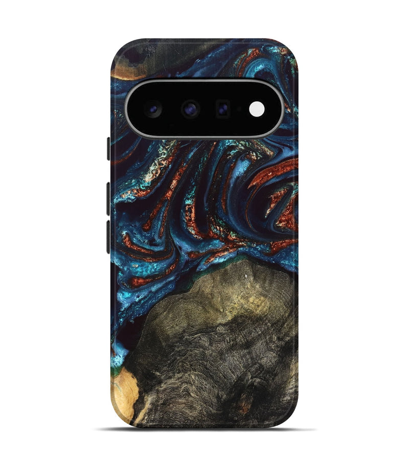 Pixel 11 Wood Live Edge Phone Case - Delia (Teal & Gold, 828186)