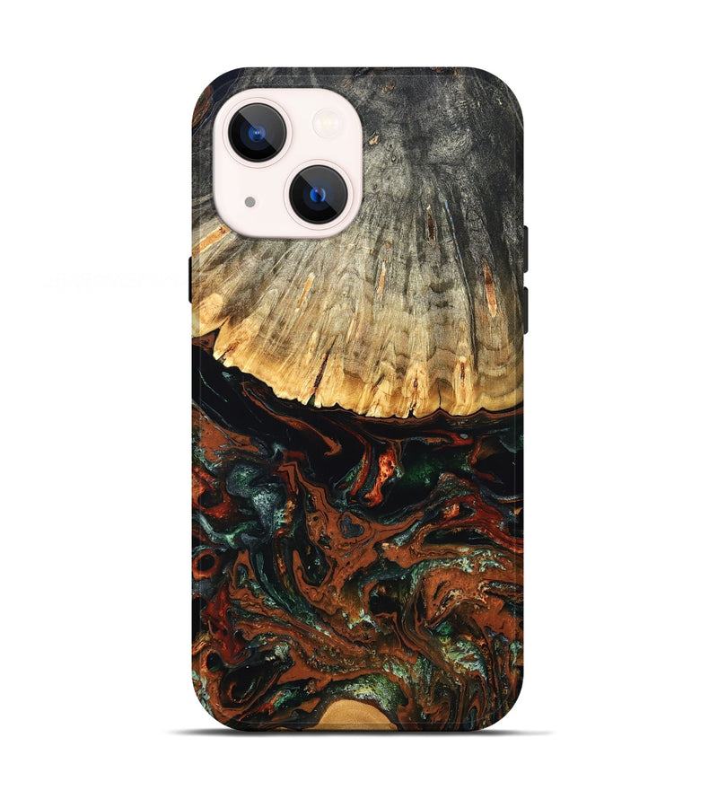 iPhone 13 Wood Live Edge Phone Case - Carina (Green, 828187)