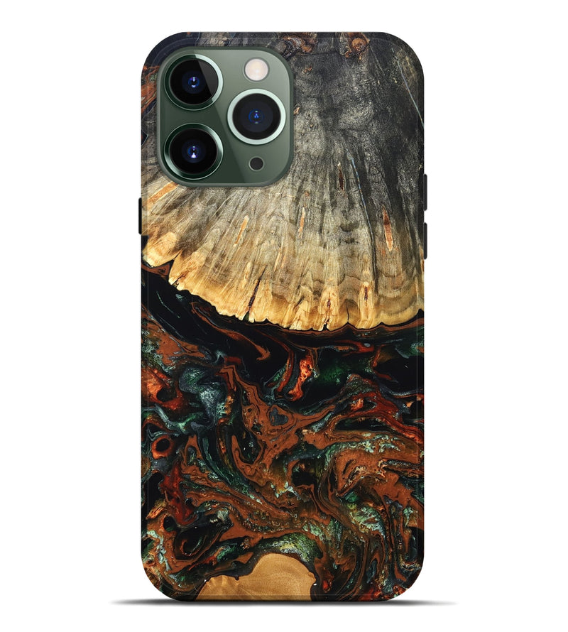 iPhone 13 Pro Max Wood Live Edge Phone Case - Carina (Green, 828187)