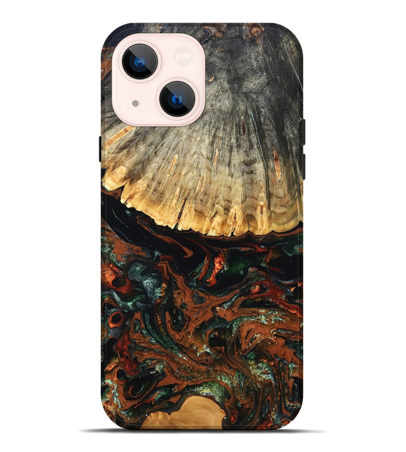 iPhone 14 Plus Wood Live Edge Phone Case - Carina (Green, 828187)