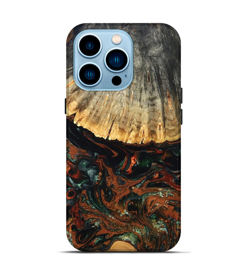 iPhone 14 Pro Wood Live Edge Phone Case - Carina (Green, 828187)