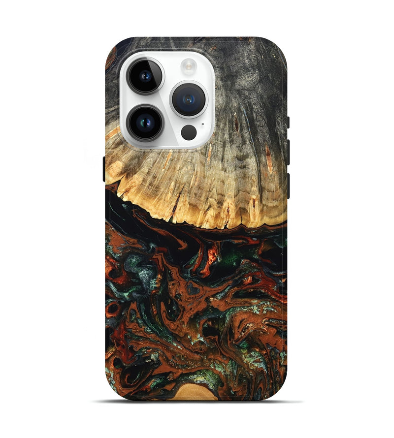 iPhone 15 Pro Wood Live Edge Phone Case - Carina (Green, 828187)