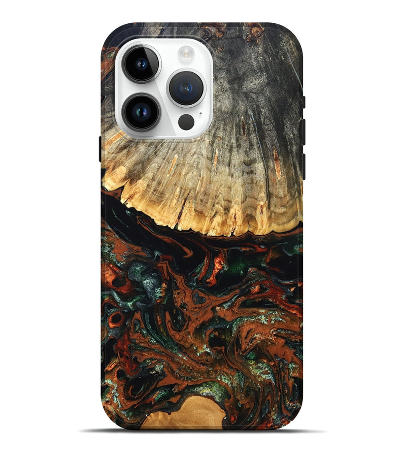 iPhone 15 Pro Max Wood Live Edge Phone Case - Carina (Green, 828187)