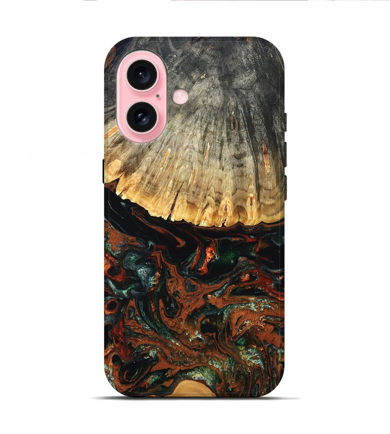 iPhone 16 Wood Live Edge Phone Case - Carina (Green, 828187)