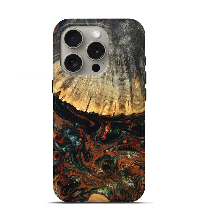 iPhone 16 Pro Wood Live Edge Phone Case - Carina (Green, 828187)