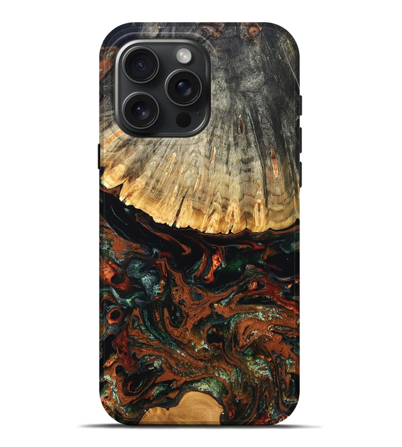 iPhone 16 Pro Max Wood Live Edge Phone Case - Carina (Green, 828187)